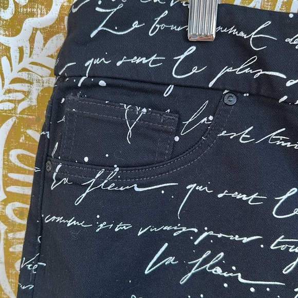 NWT CHICO’S Script-Print Slim Fit Stretch Pull-On Pants Jeggings in Black Sz 18 - Picture 5 of 12